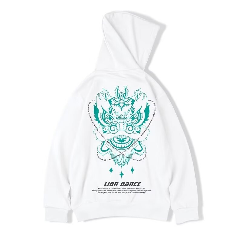 Lion Plus Size Fashion Brand Hooded Plus Velvet Thickened Pullover Sweater Men's Autumn Fat Man300 Catties Jacket