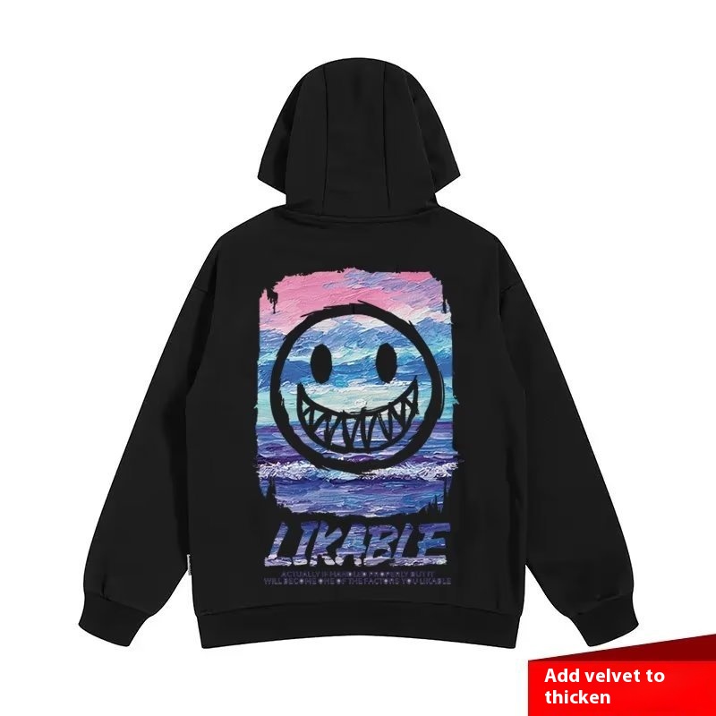 Ghost Face Oversizey Brand Fat Men's Loose Little Devil Hooded Sweatshirt Men's Couple Jacket8 XL