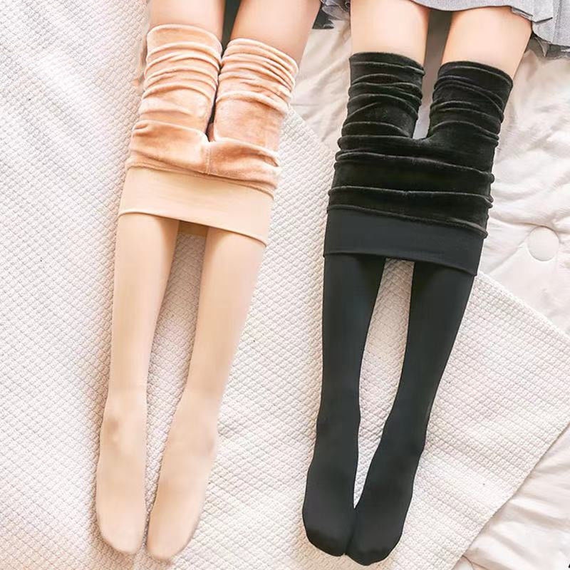 Light Leg Artifact Naked Feeling Fleece-lined Thickened Plus Size Thin Leg Pants Autumn And Winter Warm Pants Outer Wear Leggings Women