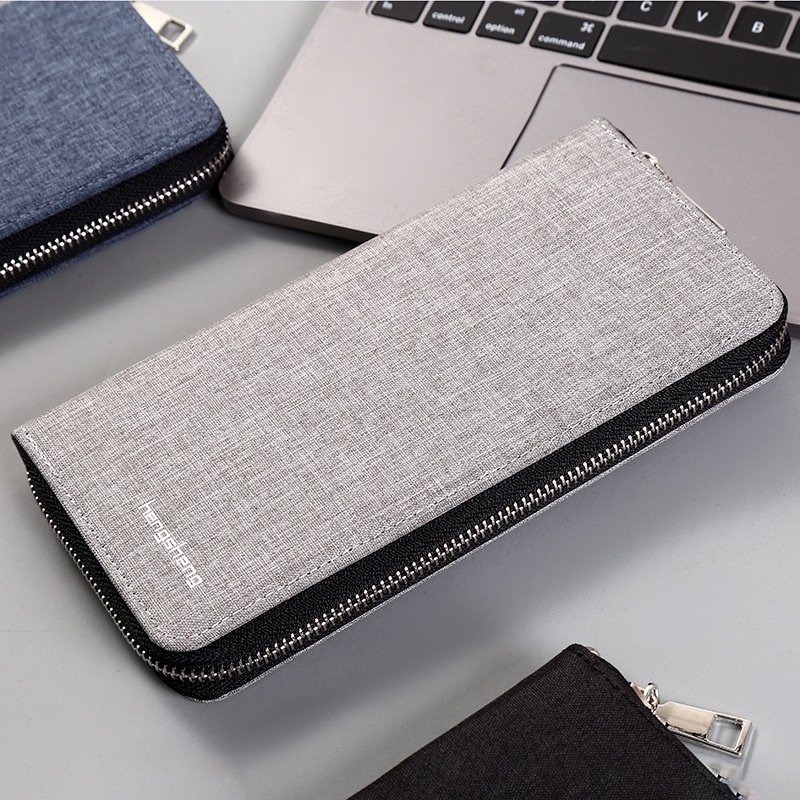 Men's Business Fashion Canvas Clutch Bag Wear-resistant Multiple Card Slots Mobile Phone Slot Dollar Clipy Brand Clutch Bag