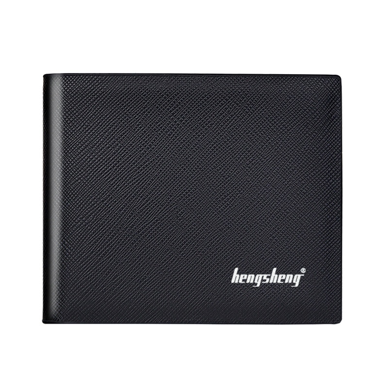 Hengsheng Men's Short Wallet Korean Cross Pattern Thin Multi-card Wallet Large Capacity