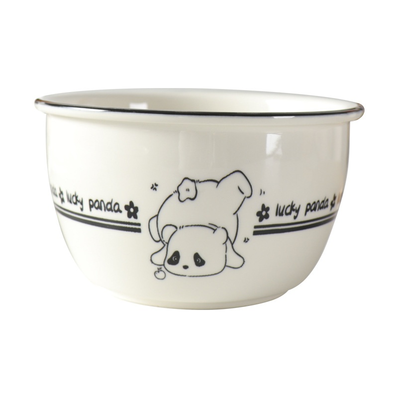 Cute Bear Ceramic Tableware Eating Bowl Household Rice Bowl High Temperature Underglaze Color Dinner Plate Spoon High Value Bowl