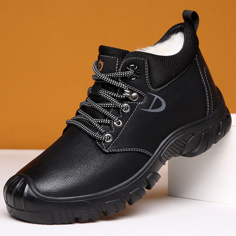 Fur Snow Boots Men's Winter Soft Leather High-top Martin Boots Non-slip Thickened Northeast Wool Warm Cotton Shoes