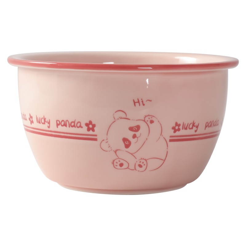 Pink Cute Bear Household Cute Rice Bowl Cute Spoon Pet Pink Girl Net Red Ceramic Tableware Bowl Plate
