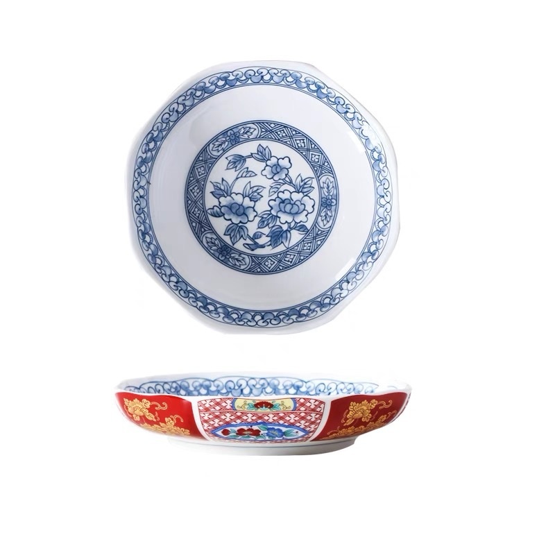 Platycodon Japanese Style Ceramic Ramen Bowl Salad Bowl Retro Palace Style Painted Octagonal Lotus Bowl Soup Bowl