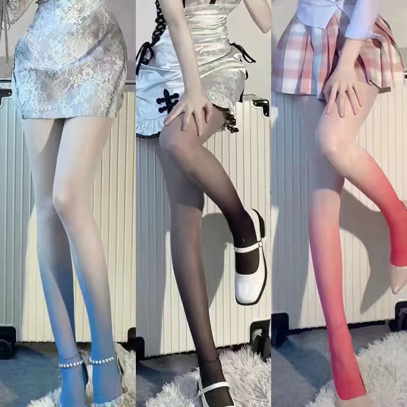 Gradient Color Stockings Color Stockings Women's Hook Silk Wear Spring And Summer Thin Arbitrary Cut Black Silk Skinny Legs Pure Desire
