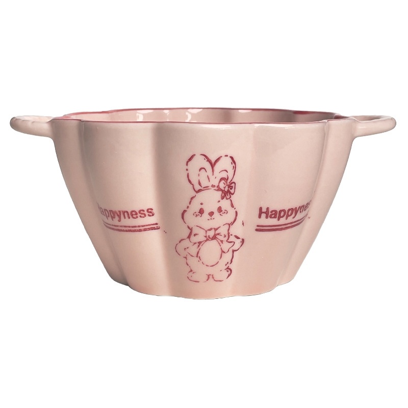 High-value Ceramic Tableware,Large And Small Double-ear Bowls With Spoons,Cute And Lovely Style,Girly Ceramic Tableware,Sweet