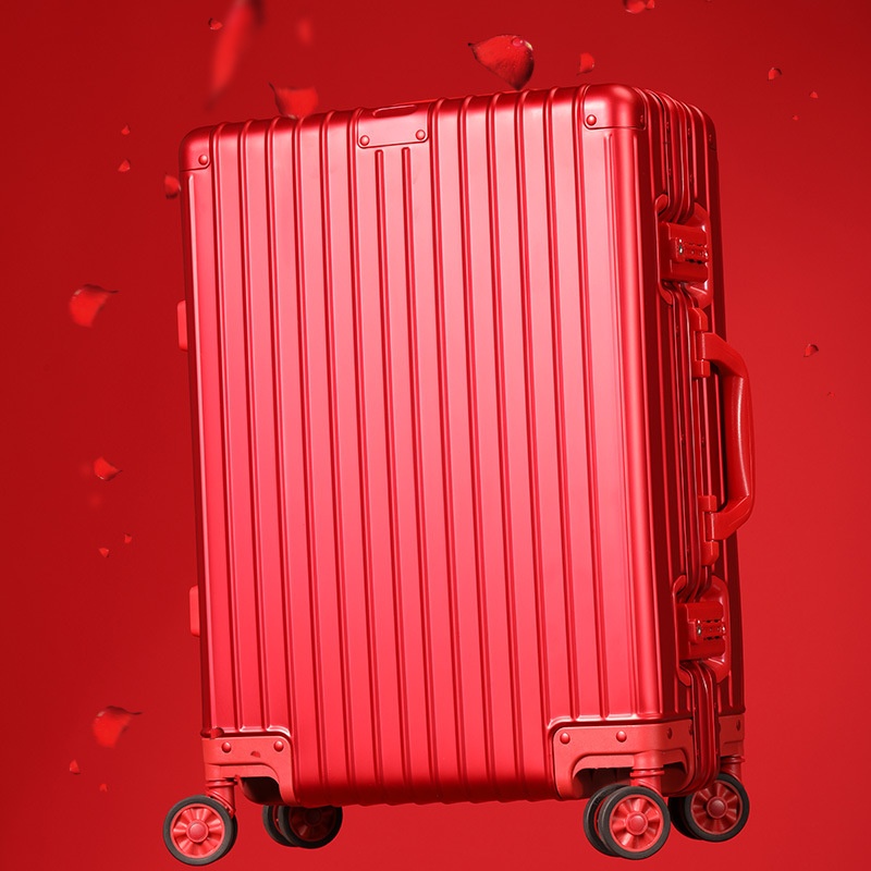 20-Inch Carry-On Luggage–24-Inch Travel Suitcase,Bright Red Aluminum Frame.