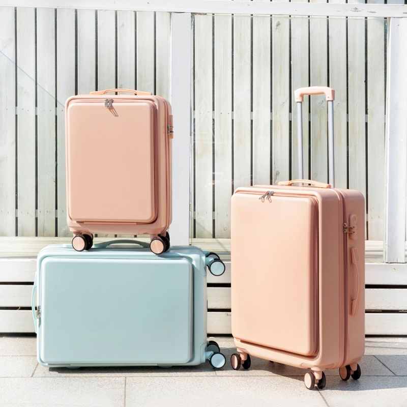 Front Opening Suitcase For Women Multifunctional Travel Case20 Inch Password Case Zipper Cabin Suitcase Trolley Case One Piece Shipping