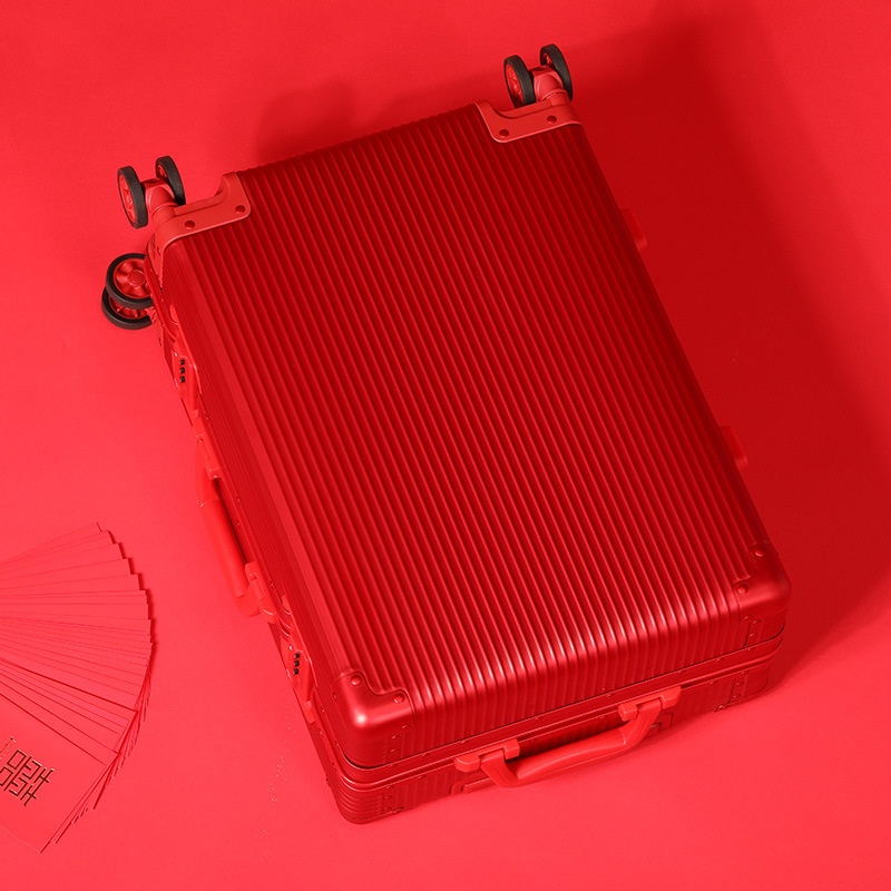 20-Inch All-Aluminum Metal Suitcase–24-Inch Red Luggage With Combination Lock.