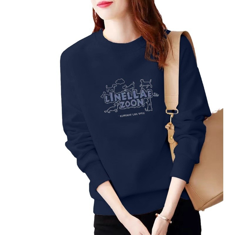 Heavy Round Neck Sweatshirt Casual Ladies Long Sleeves Slightly Fat And Thin Large Size Belly-covering Hoodless Jacket