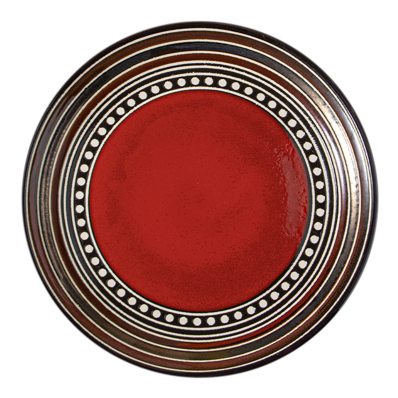 European And American Kiln-glazed Ceramic Tableware Ruby Underglaze Western Food Plate Retro Steak Plate Large Soup Bowl Rice Bowl