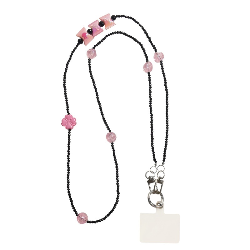 Mobile Phone Lanyard Cross-body Long Women's Model Can Be Carried Across The Shoulder,Cross-body Hanging Chain Rope Strong Four-leaf Clover Candy Mobile Phone Case Universal