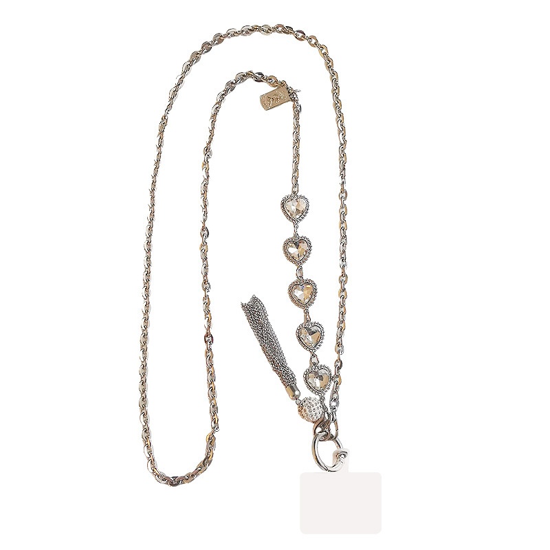 Rhinestone Tassel Pendant Crossbody Mobile Phone Lanyard Back Rope Fashionable Pendant Strong And Strong Metal Chain Chain
