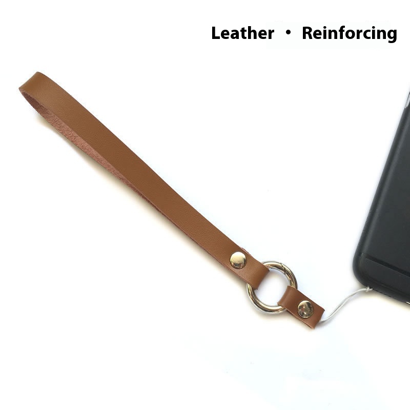 Genuine Leather Mobile Phone Lanyard Ring Buckle Two-in-one Wrist Rope Cowhide Mobile Phone Rope Camera Key Chain Sling Wrist Strap Short