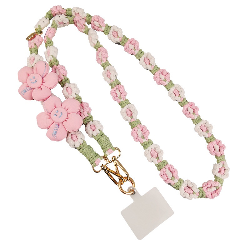 Mobile Phone Lanyard,Long Cross-body Rope,Shoulder Strap,Hand-woven Small Daisy Flower Hanging Chain