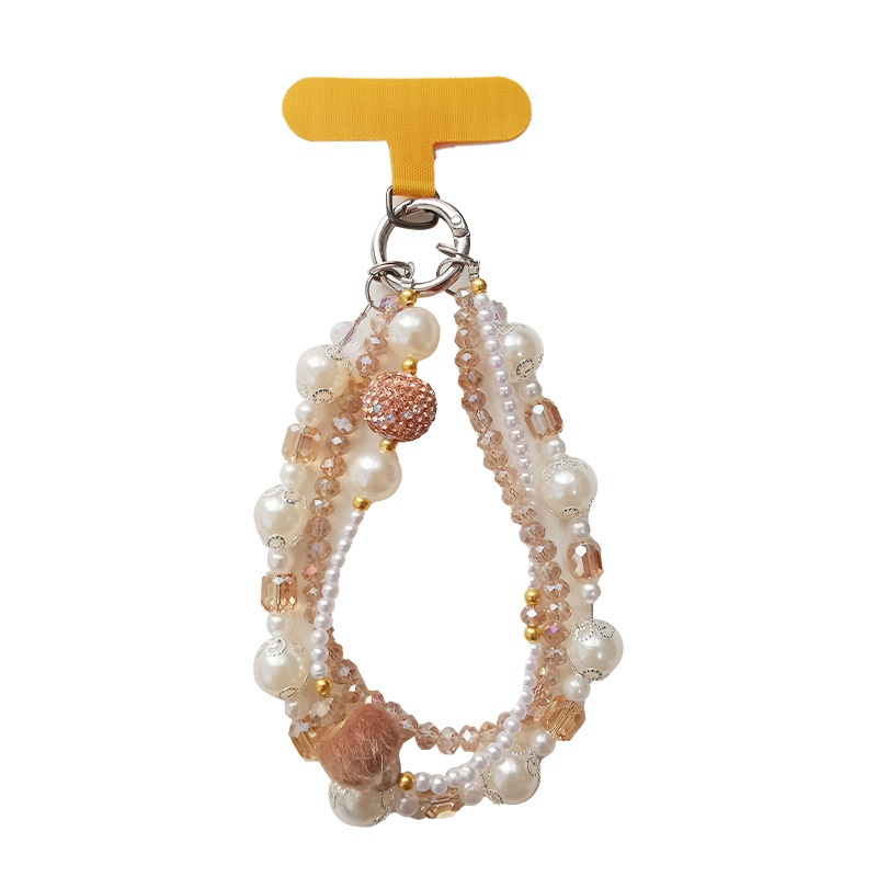 Pearl Double Strand Lanyard Bracelet Mobile Phone Chain Lanyard Short Wrist Pendant