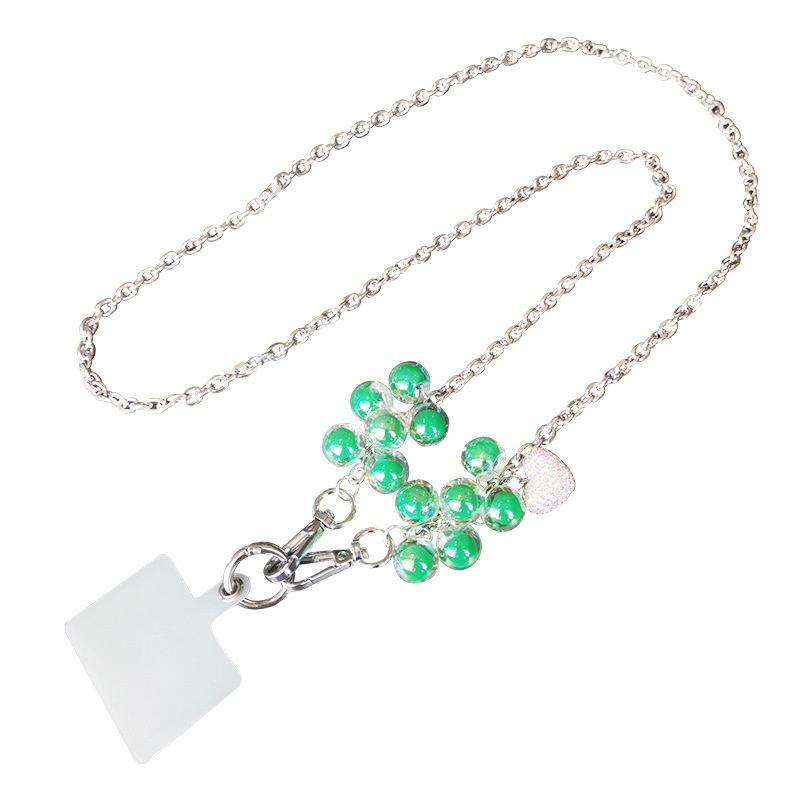 Mobile Phone Lanyard Long Cross-body Carryable Personalized Love Pendant Beaded Pendant Universal Female Mobile Phone Case Bag Anti-lost