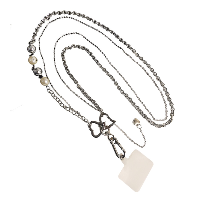 Crossbody Size Double Chain With Love Buckle Mobile Phone Lanyard,Simple And Fashionable Style