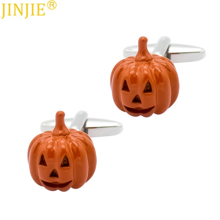 High-end Halloween Pumpkin Head Painted Metal Cufflinks Foreign Trade Men's French Shirt Cufflinks