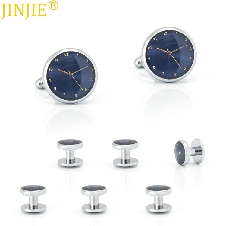 High-end Clock Men's Cufflinks Set Versatile Dress Tuxedo French Shirt Cufflinks Set