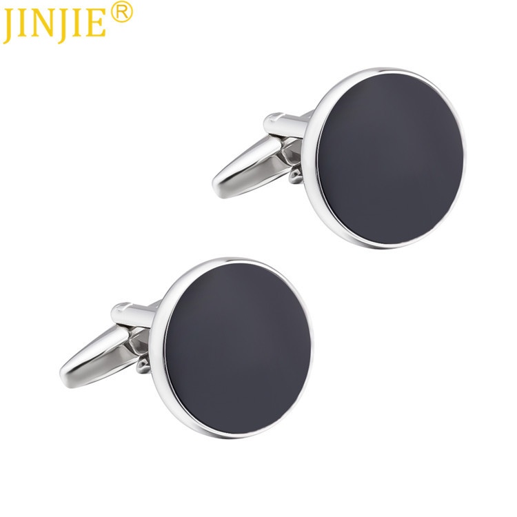 Black Round Drip Glue Enamel Cufflinks Men's Simple Style French Shirt Cuff Button Cufflinks