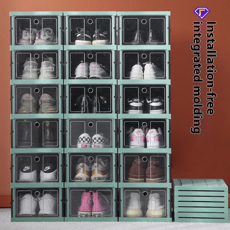 Freetallation Shoe Box Storage Box Transparent Shoe Cabinet Storage Artifact Space-saving Foldable Plastic Simple Shoe Rack