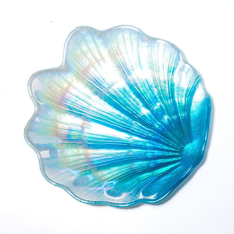 Creative Colorful Glass Plate Household Ocean Shell Fruit Plate European Tray Snack Ornaments For Plate Small Plate