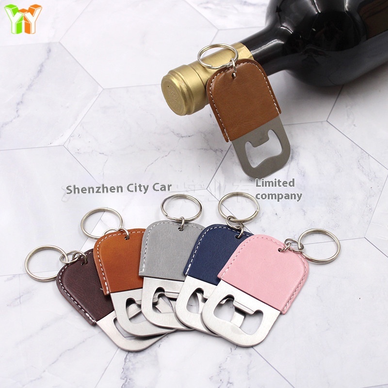 PULeather Bottle Opener Leather Case Red Wine Bottle Opener Leather Case Outdoor Camping Portable Keychain Bottle Opener