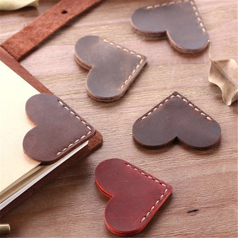 Retro Leather Bookmark Personalized Handmade Leather Love Bookmark Small Book Corner Page Mark