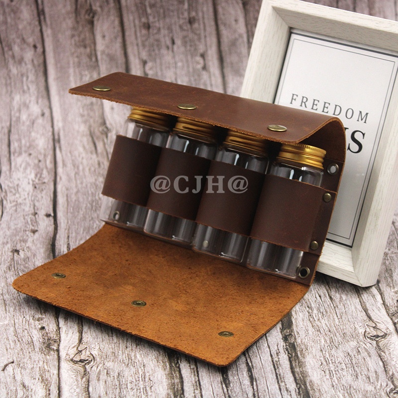 Outdoor Camping Seasoning Storage Bottle Multi-grid Bottle Seasoning Roll Bag Portable Picnic Barbecue Oil Bottle Set