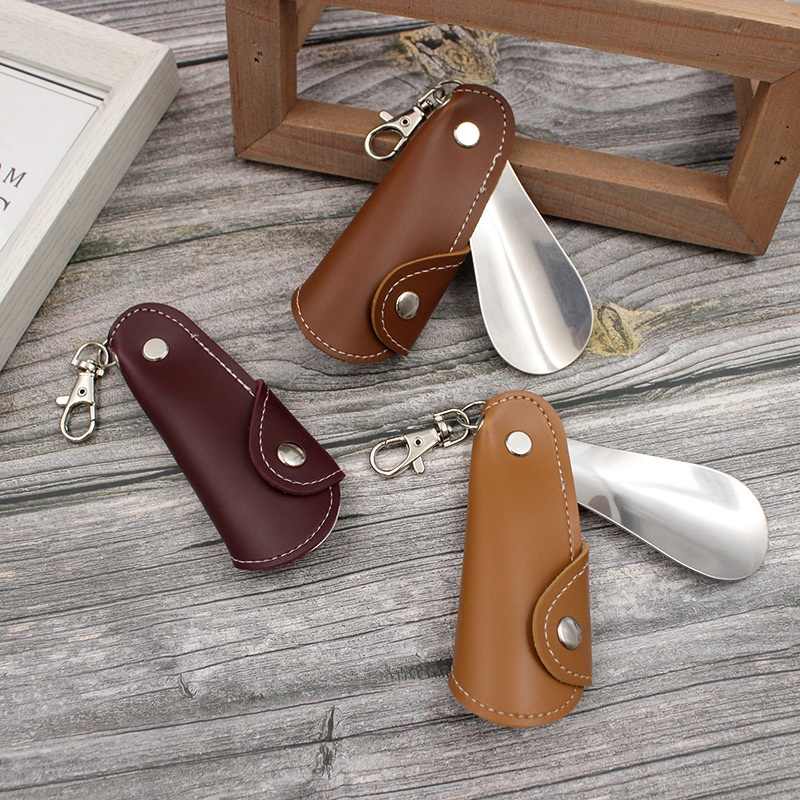 Japanese And Korean Metal Leather Shoe Horn Portable Unisex Shoe Lifter Hanging Buckle Shoe Horn