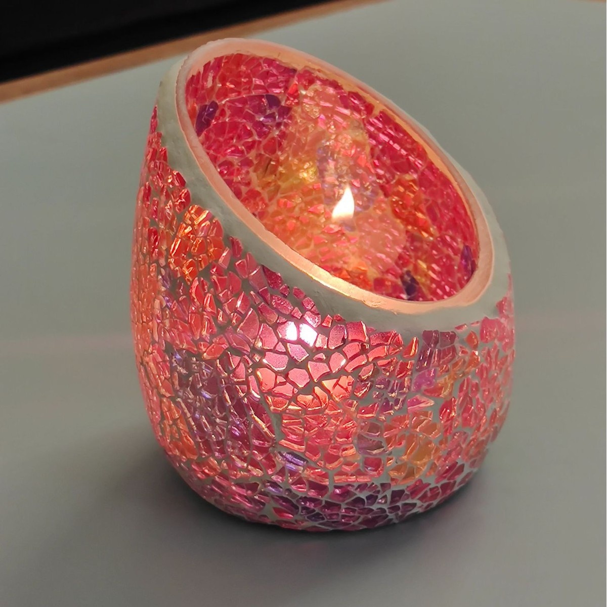 Tempered Bevel Mosaic Glass Candle Holder Modern Home Decoration DIYScented Candle Empty Cup