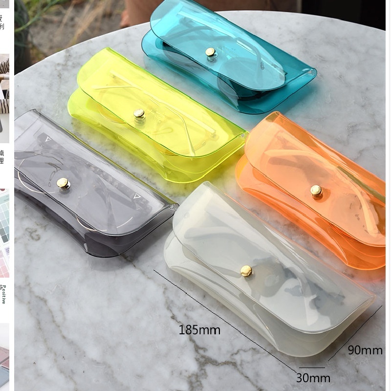 Candy Color Transparent Pvc Sunglasses Glasses Storage Box Summer Snap Sunglasses Dust Cover Glasses Bag