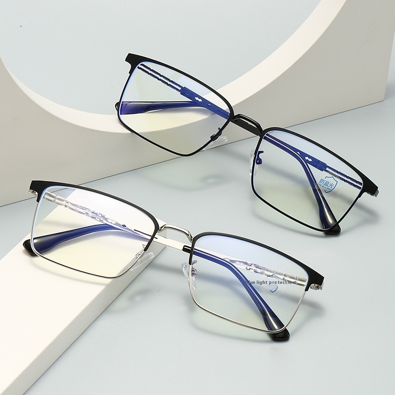 Fashion Business Half-frame Glasses Frame Gold Wire Anti-blue Light Flat Glasses Men And Women Reading Glasses
