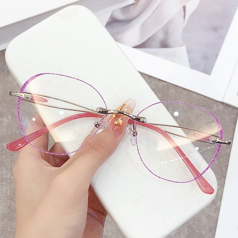 Style With Diamond Cut Edge Anti-blue Light Reading Glasses Douyin Ladies Reading Glasses Glitter Frameless Reading Glasses
