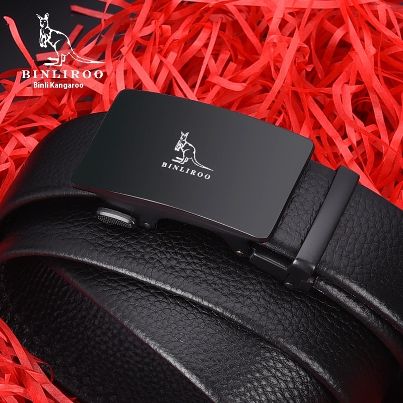 Youth Genuine Leather Men's Simple Smooth Belt All-match Four Seasons Automatic Buckle Men's Belt