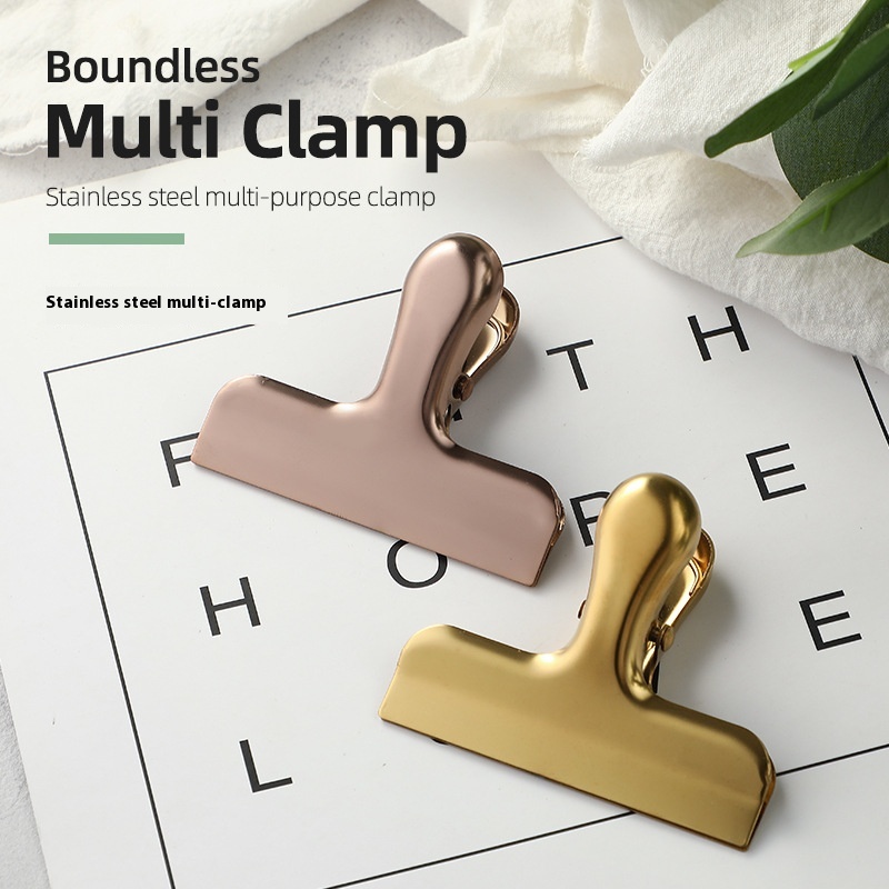 Light Luxury Style Metal Sealing Clip Stainless Steel Dovetail Clip Food Clip Bill Clip Office Folder Stationery Clip