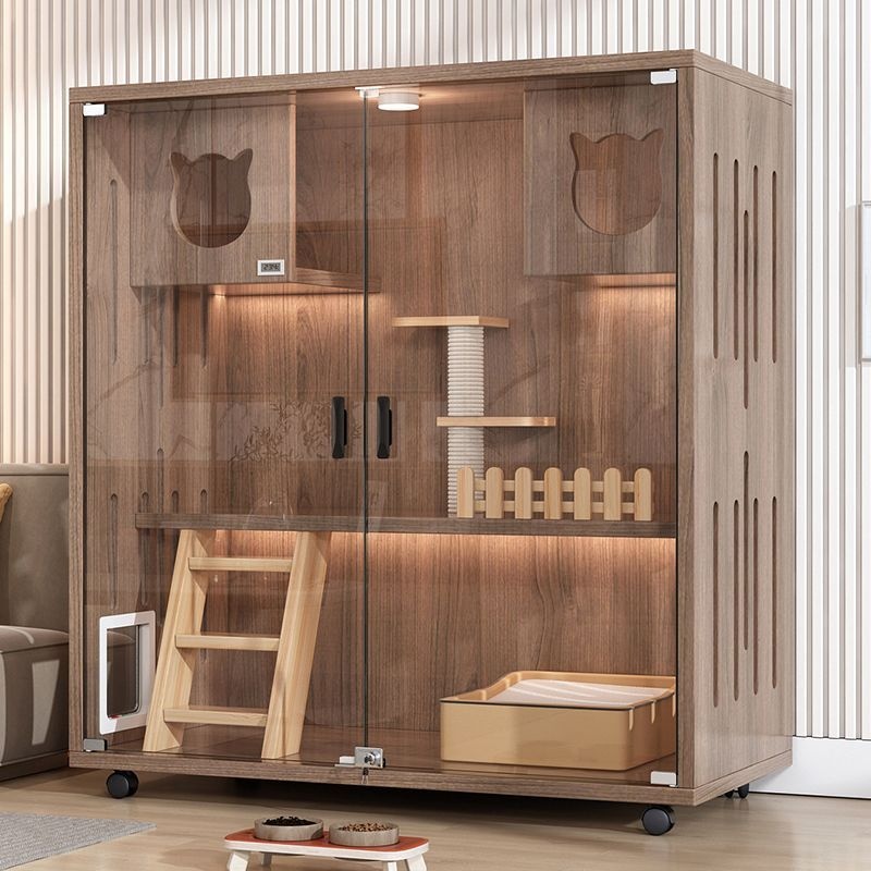 Cat Villa Cat House Full Solid Wood Cat Cage Household Indoor Super Large Space Cat House Double Layer Cat Cabinet Cat House Pet Cat Nest