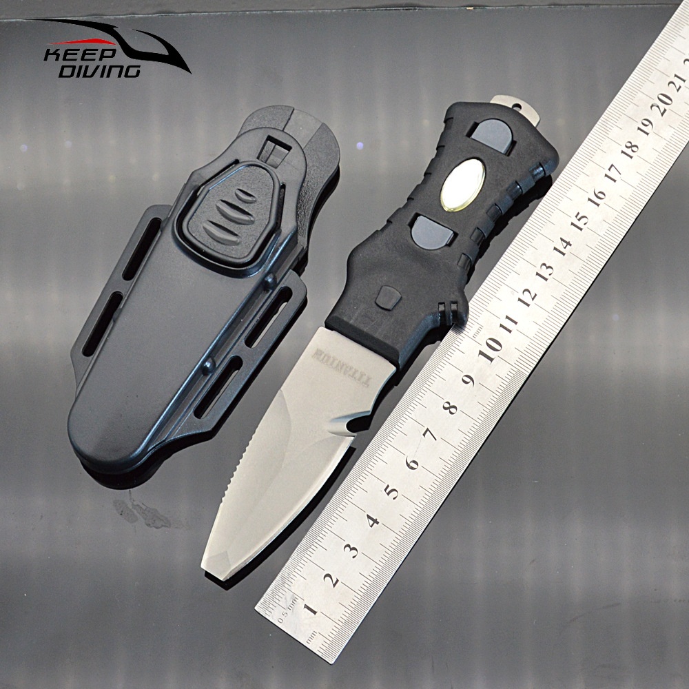 Titanium Alloy Diving Knife Diver Fishing Hunting Knife Underwater Line Cutter Life-saving Rescue Line Cutter KF-967 T