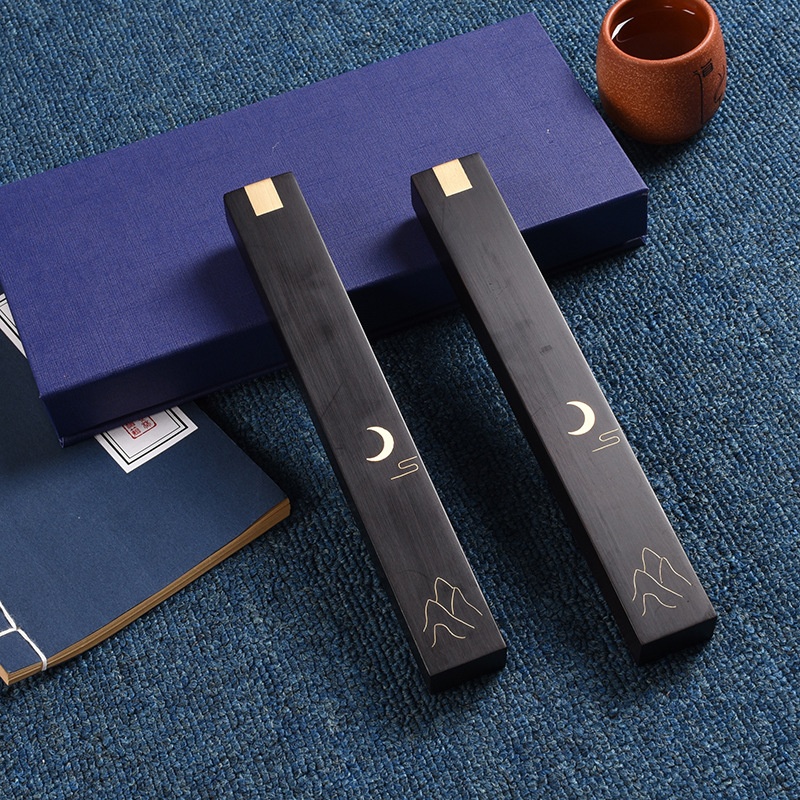 's Shopkeeper Recommends Purple Sandalwood Inlaid Copper Ruler Mahogany Study Four Treasures Crescent Paperweight One Piece Dropshipping