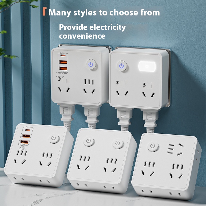 86-type Household Converter Socket Usb Jack Multi-hole Position Safe Electricity Night Light Compact Wireless Socket Plug