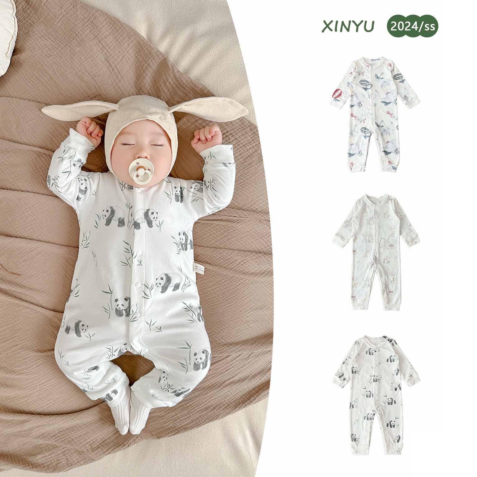 Baby A-type Pure Cotton Jumpsuit Romper Spring And Autumn Baby Outing Clothesborn Clothes Long-sleeved Crawling Clothes