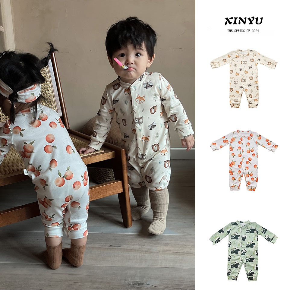 Baby A-type Jumpsuit Spring Style Baby Organic Cottonborn Clothes Cute Girls Crawling Clothes