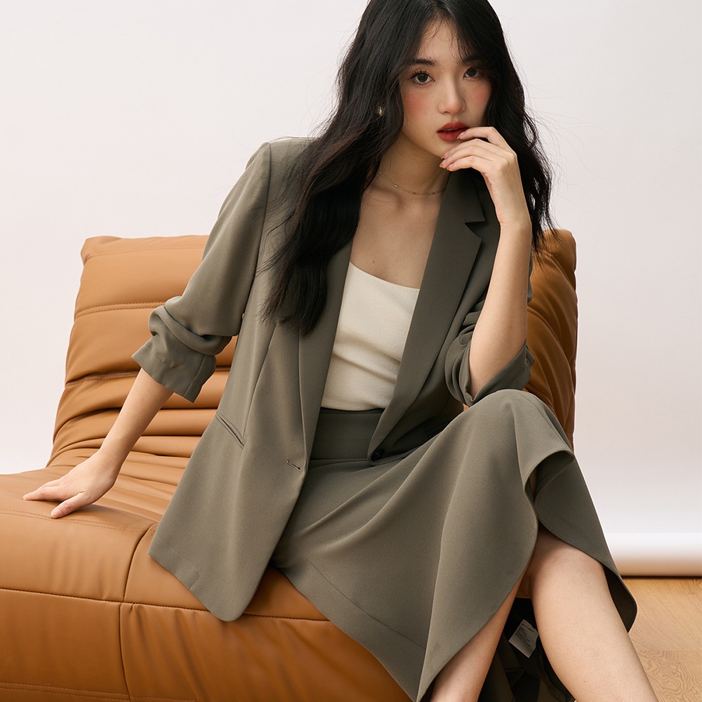 [Shengdu]24 Spring And Summer Suit Set Women's Temperament Slim Single-breasted Professional Small Suit Jacket Women's Skirt