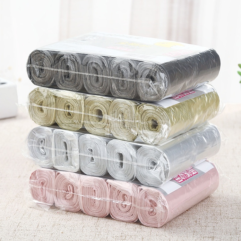 5 Rolls Of Silver Steel Bags,Thickened Point-break Garbage Bags,Material,Colorful Kitchen And Bathroom Household Plastic Bags,Medium And Large
