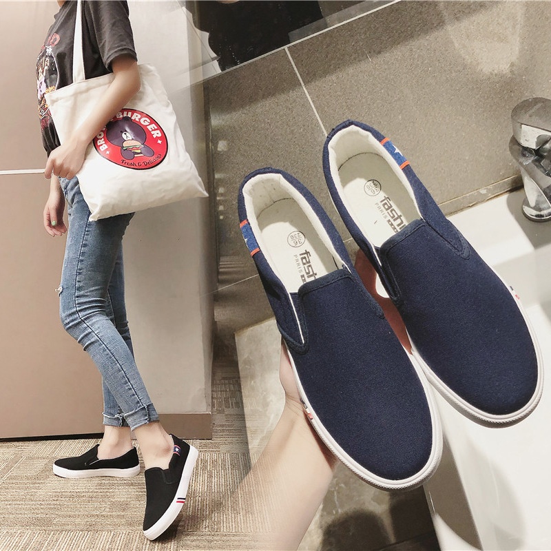 Canvas Shoes For Men And Women Summer Slip-on Lazy Shoes Korean Couple Sneakers Street Shot White Shoes