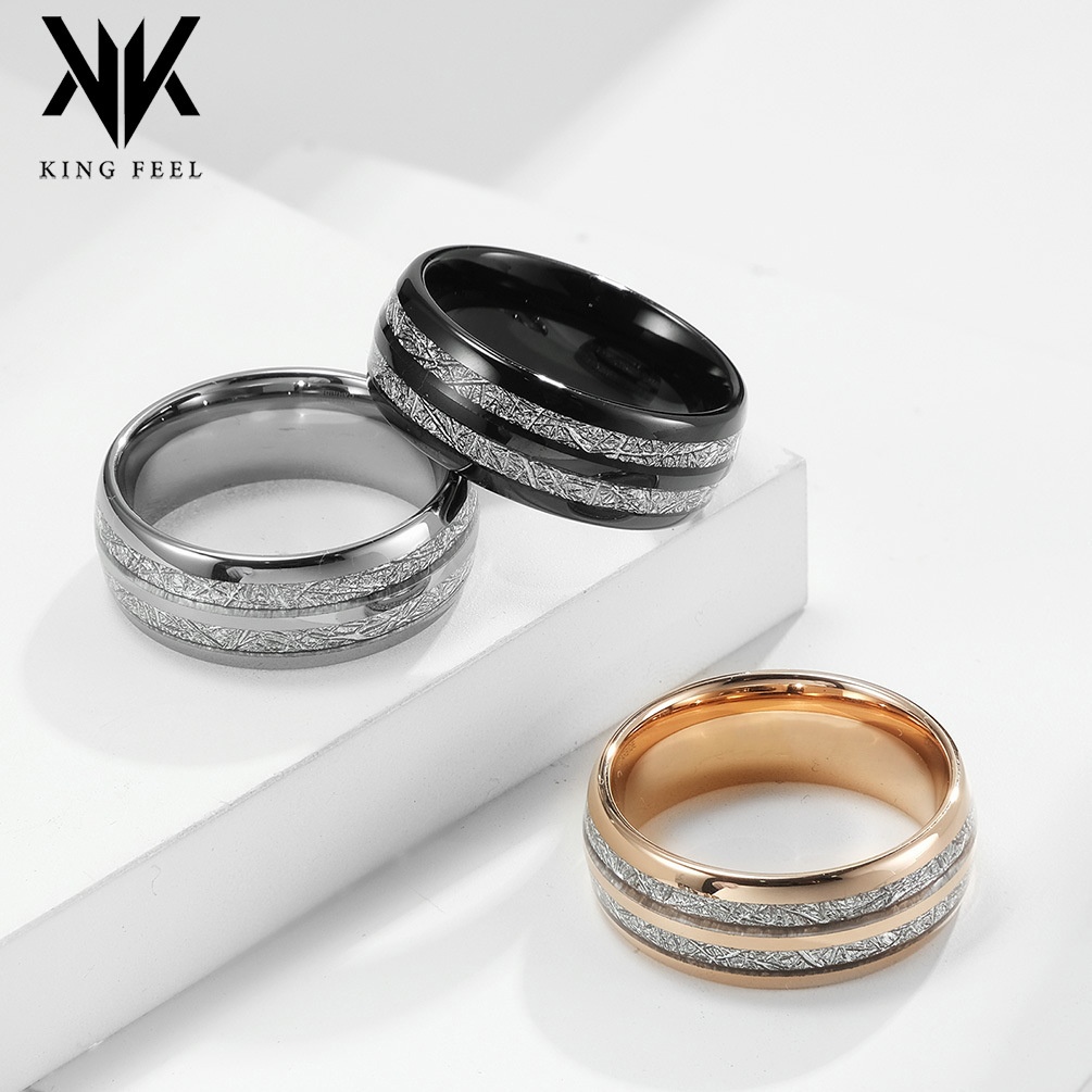 Double Groove Tungsten Steel Inlaid Ice Silk Ring Wedding Proposal Men And Women Simple Tungsten Gold Couple Ring