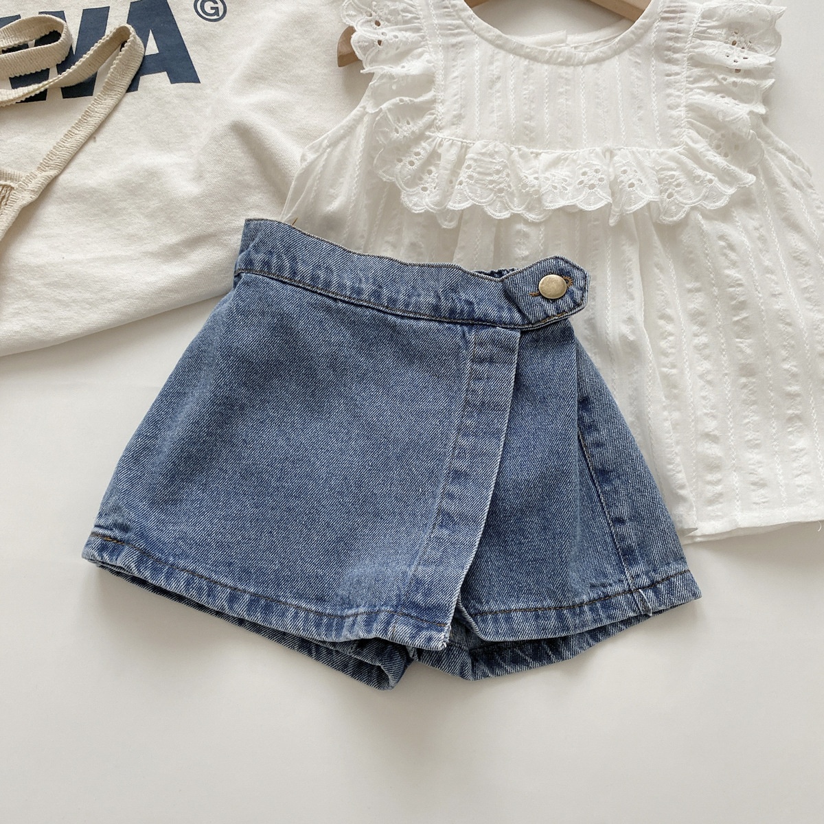 (Purchase Price)Girls Denim Shorts Summer Breathable Children's Skirt Pants Casual Pants Outdoor Wear Stylish