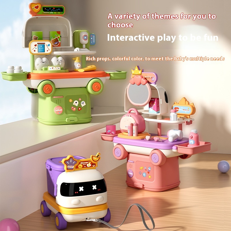 Arrival Car Play House Cute Multifunctional Kitchen Medical Makeup With Storage Box Educational Interactive Children's Toys